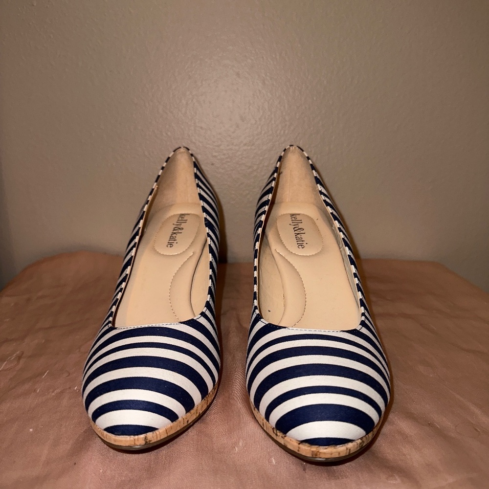Navy/White Stripe Pumps